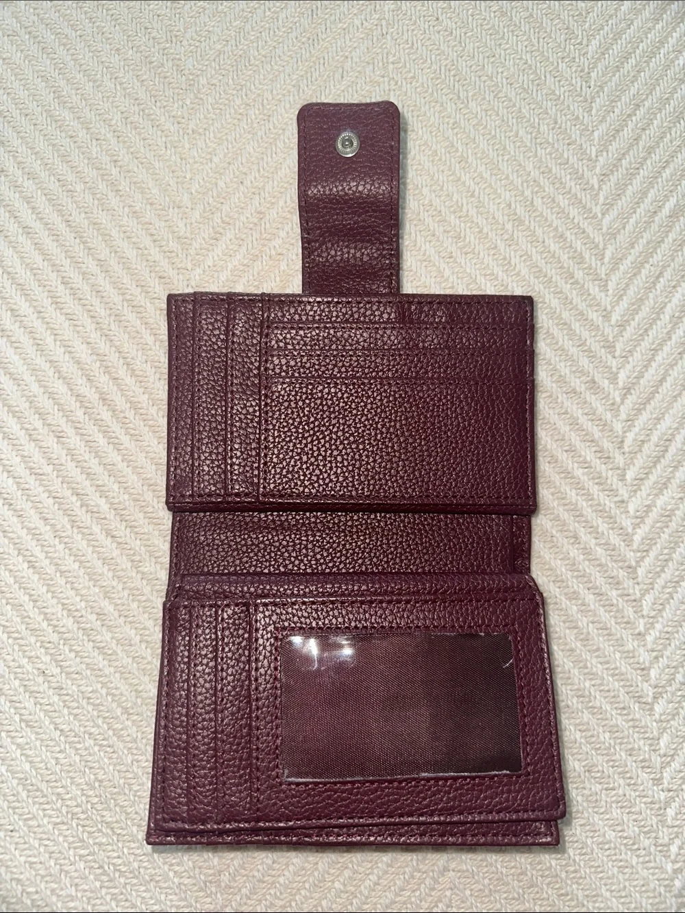 Giani Bernini Leather fold over Wallet in Deep Burgundy with silver tone accents